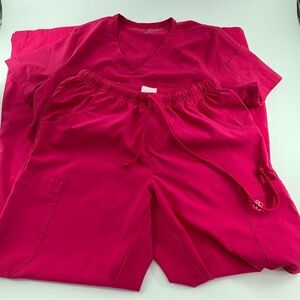 Easy Stretch Scrub Set Solid Pink Women's Nurse Clothing